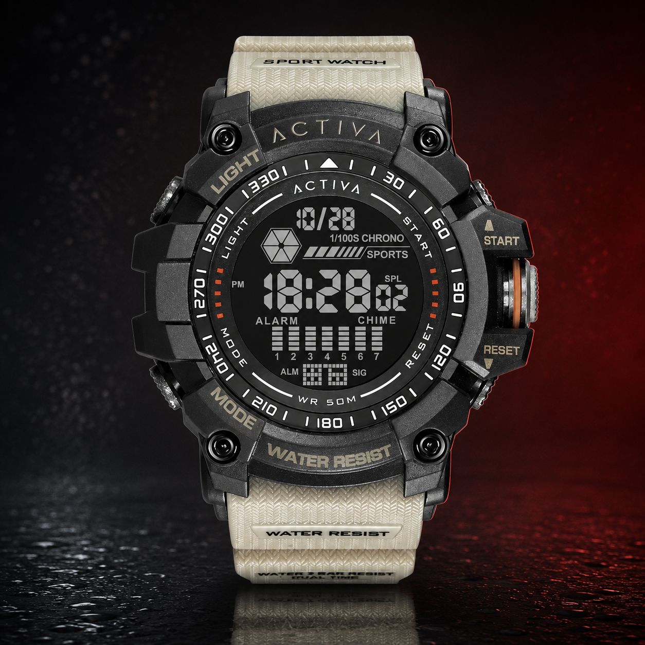 Activa X Invicta Digital Men's Watch - 56mm, Beige (ACW8020-002) New