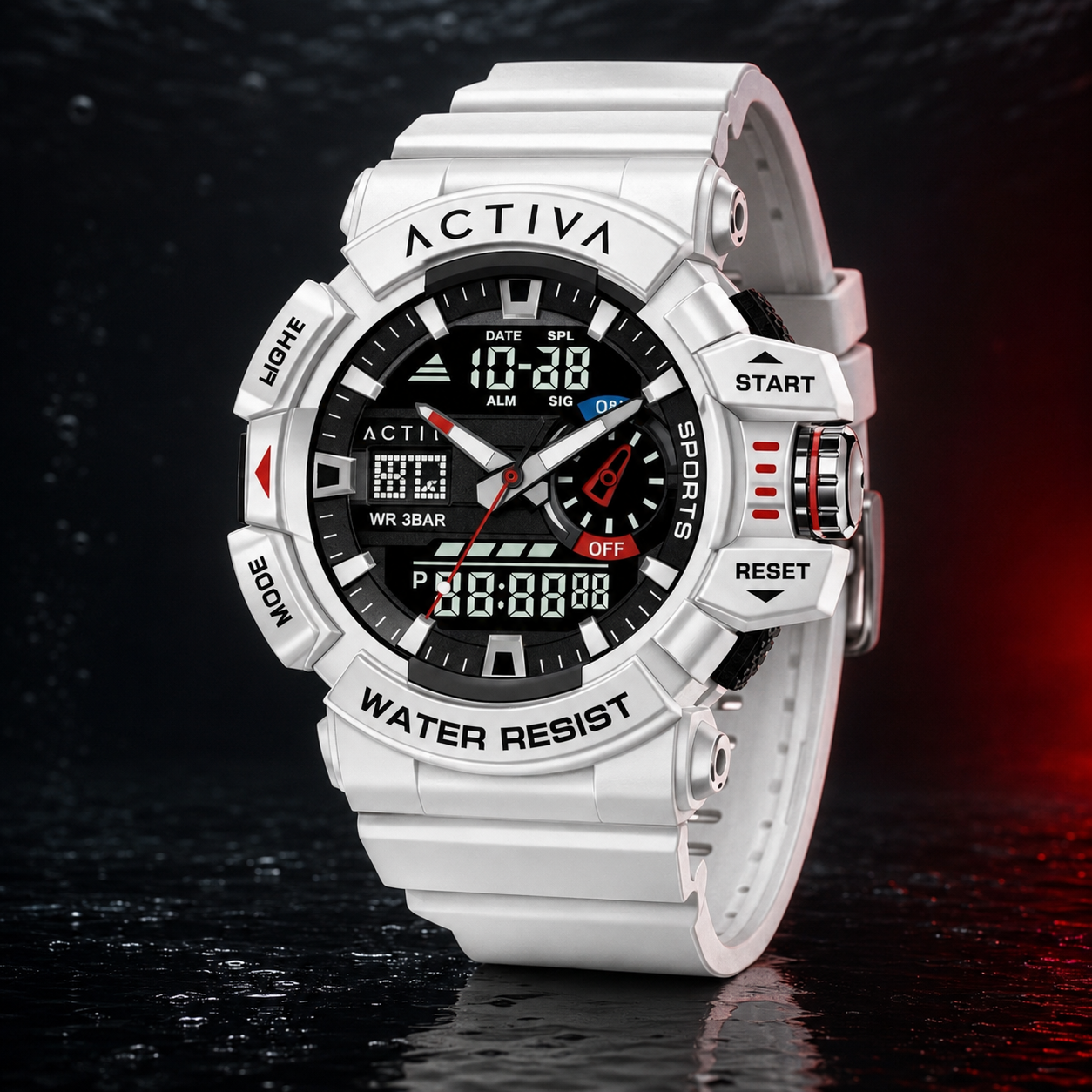 Activa Vord X Invicta Digital Men's Watch - 49mm  White Case Band ACW8043-004