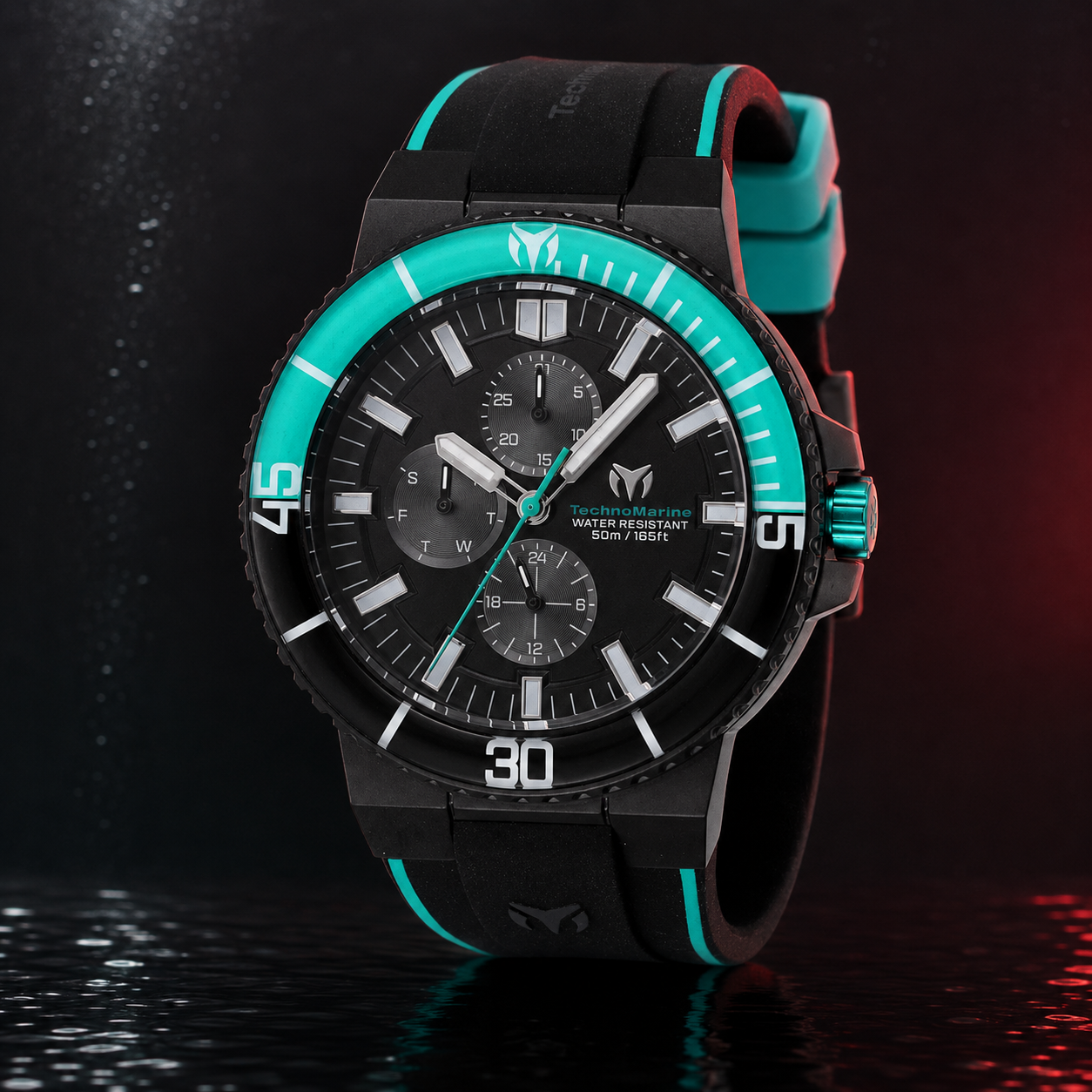 TechnoMarine Racing Legends Men's 43mm Aqua Blue Mercedes F1 Watch TM-525031 NIB