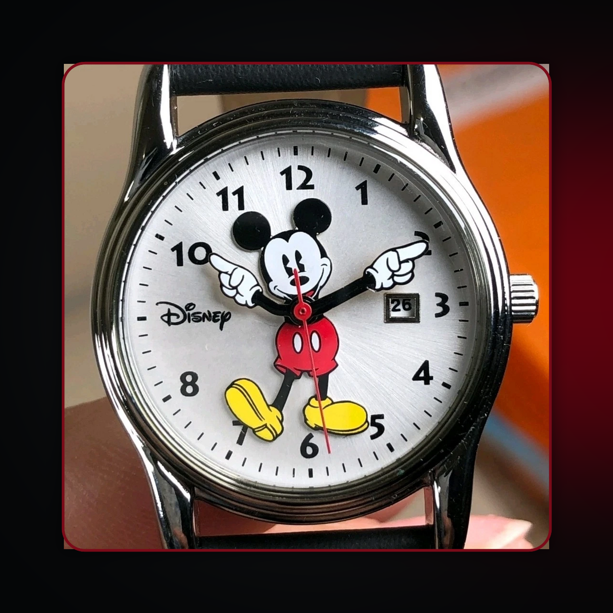 Disney Women's MK10031M Mickey Mouse Quartz Watch Date and a Black Band Kids NIB