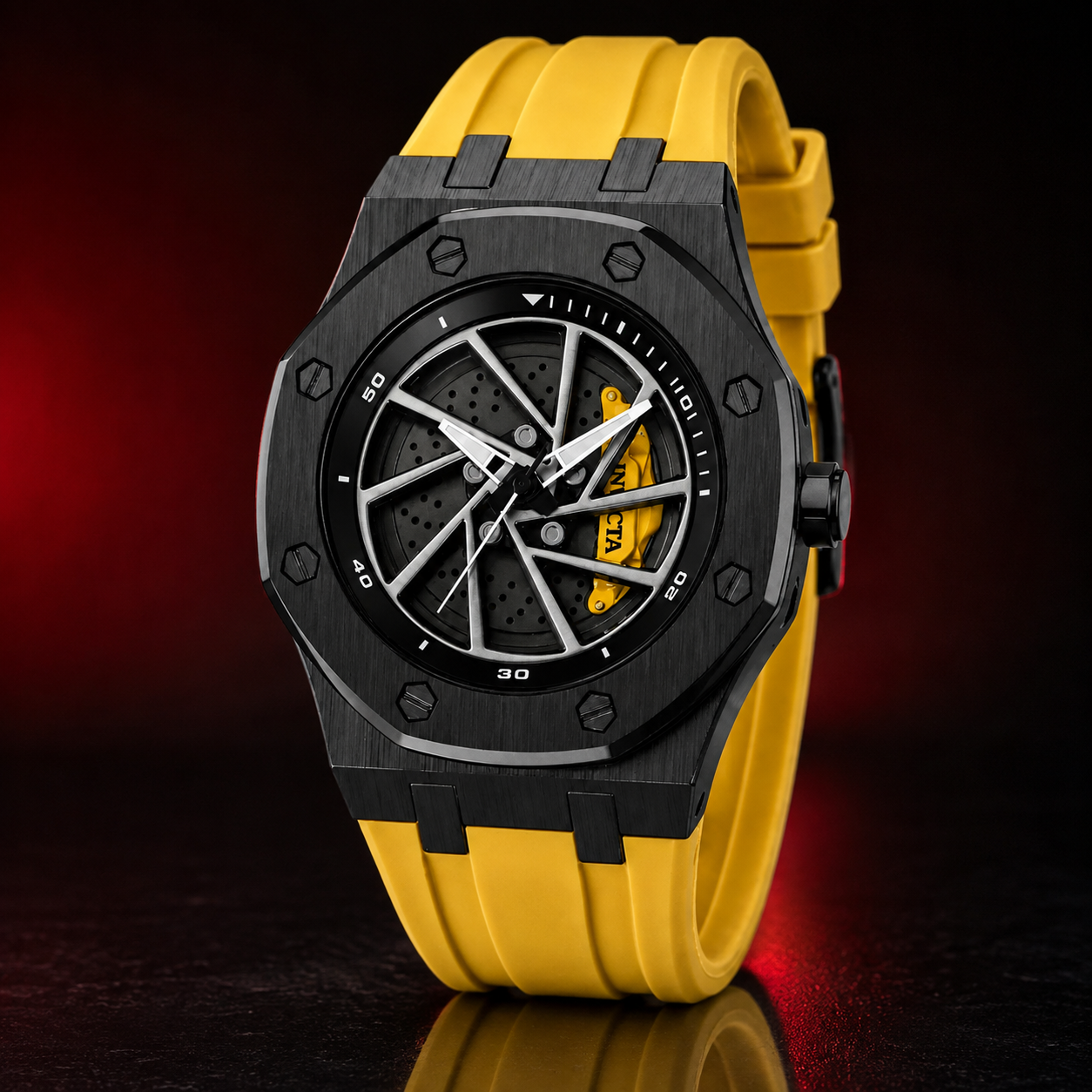 Invicta Speedway Rim Men's 42mm Watch Yellow Caliper Black Case 69493 -Brand New