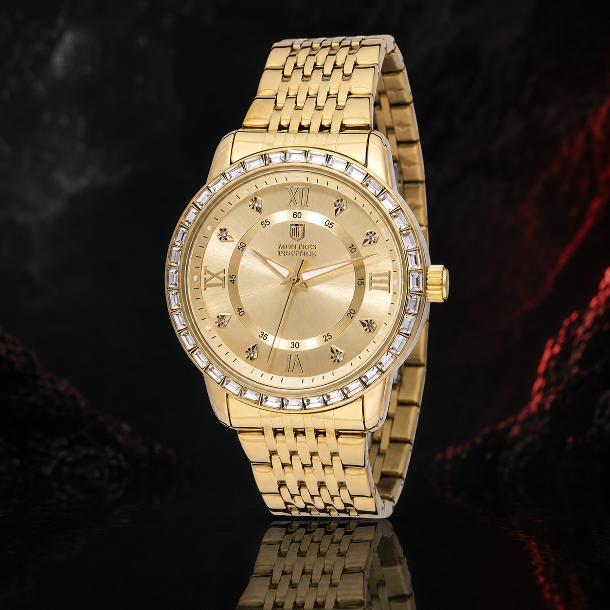 Montres Prestige X Invicta Men's Watch  45mm Paved Bezel Gold MPW-0237 Brand New