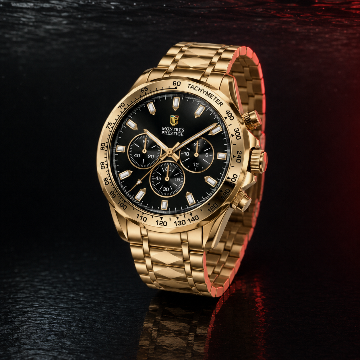 Montres Prestige (Model MPW-0334) Men's Luxury Quartz Gold Watch Brand New